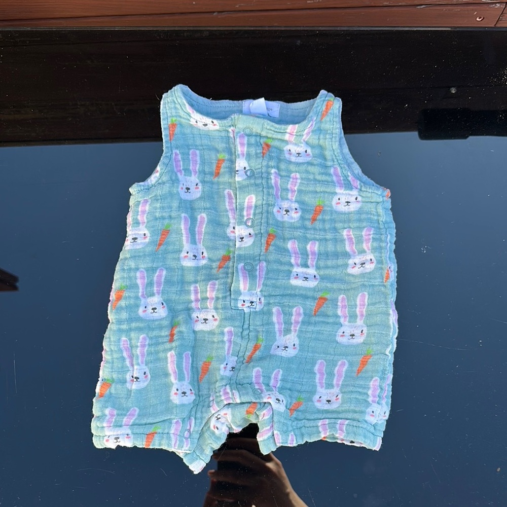 Angel Dear Baby Romper with Bunny and Carrot Print